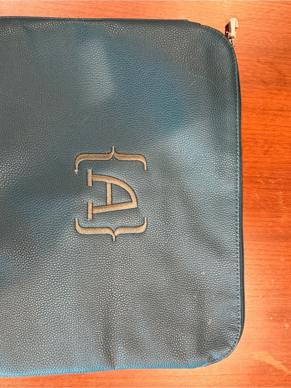 thirty-one Teal Pebbled Leather Laptop Sleeve with Monogram